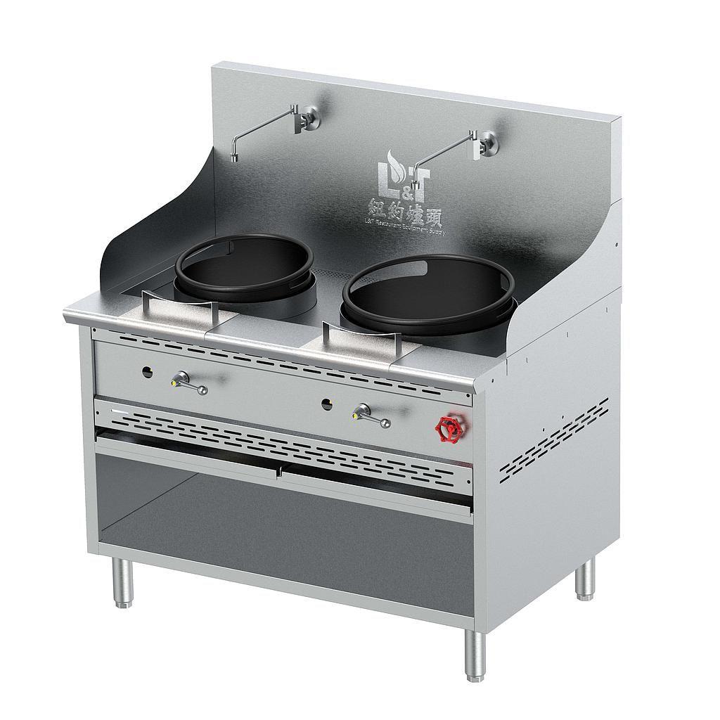 13"+16" Cast Iron Econ Wok Range with Open Storage