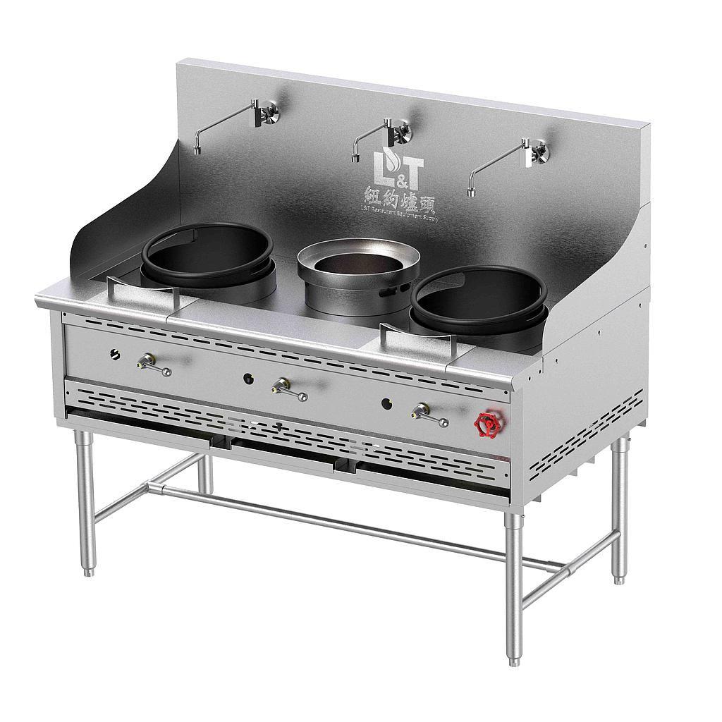 13"+13" Cast Iron Econ Wok Range with Stand Base+Soup Pot