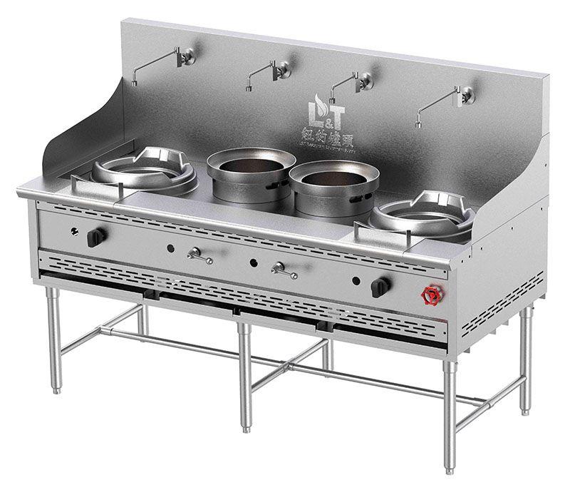 13"+13" Stainless Steel Econ Wok Range with Stand Base+Two Soup Pots