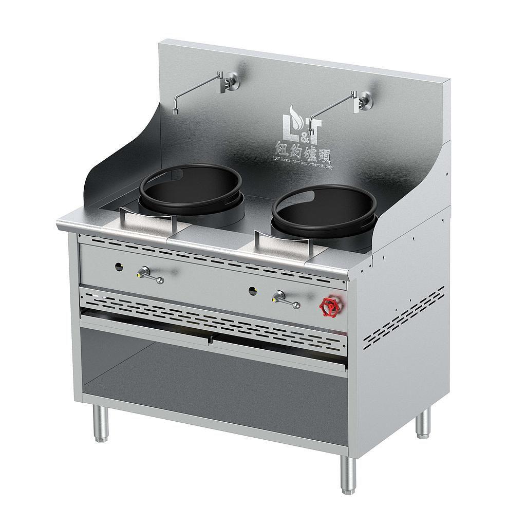 13"+13" Cast Iron Econ Wok Range with Open Storage