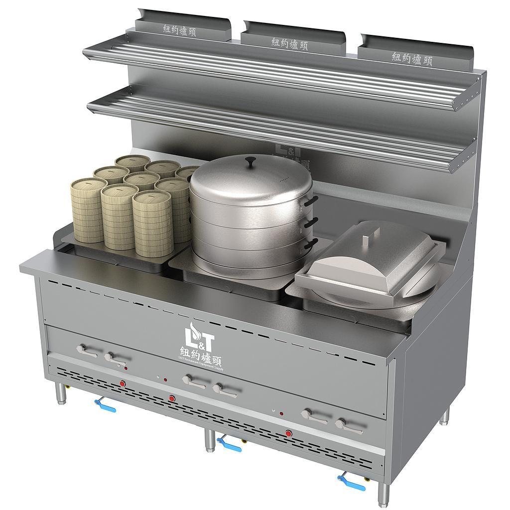 72" Interchangeable Steam Range with Bao Steamer+Cheung Fun Cooker+9 Dim Sum Cooker