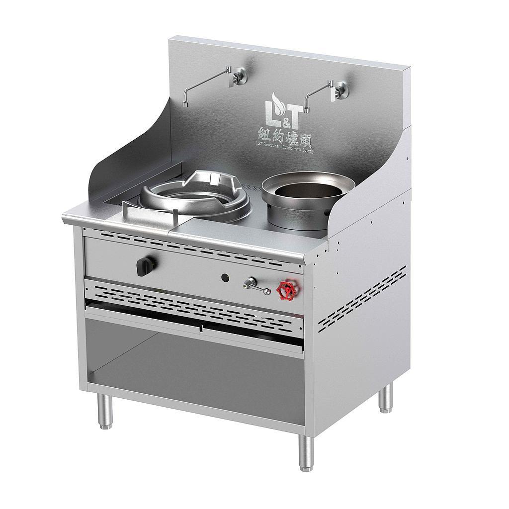 13" Stainless Steel Econ Wok Range with Storage+Soup Pot