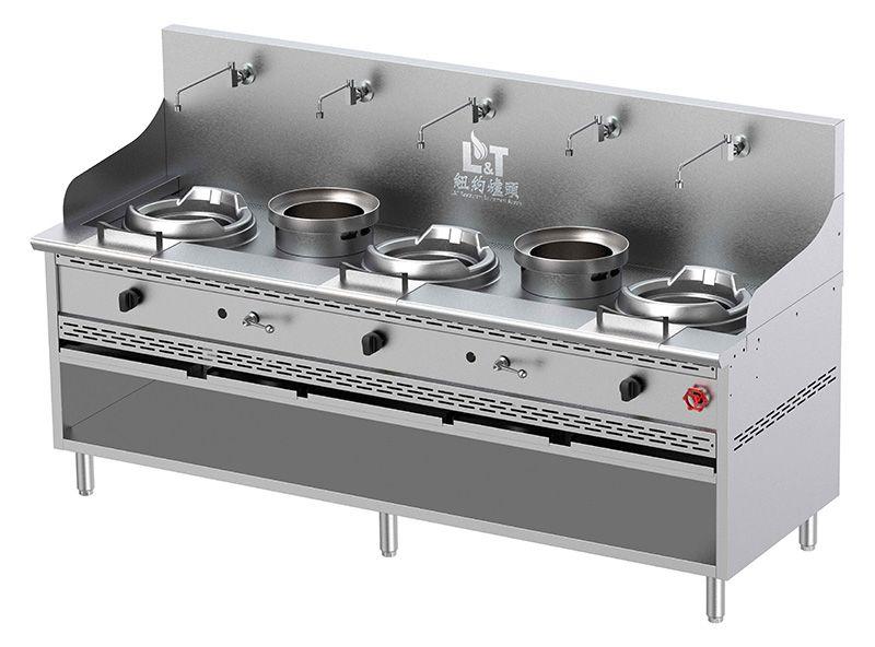 13"+13"+13" Stainless Steel Econ Wok Range with Storage+Two Soup Pots