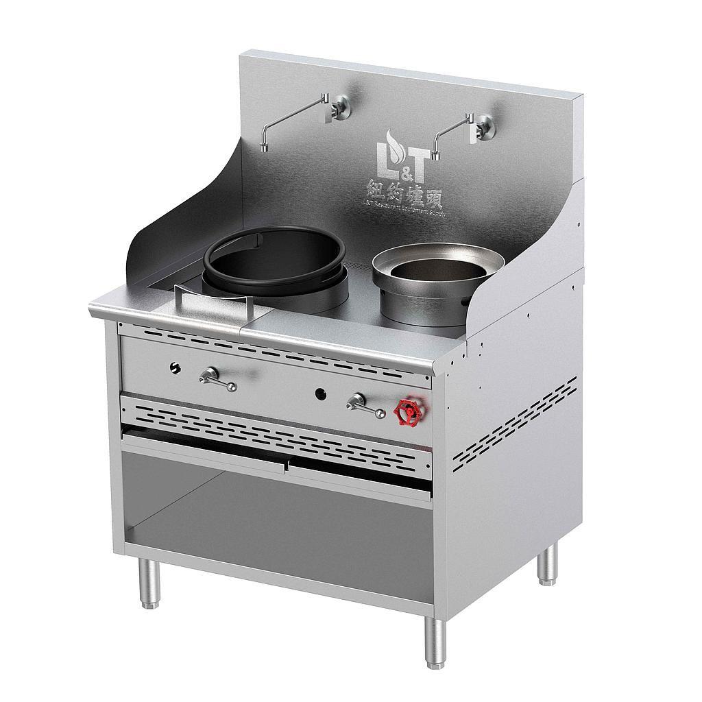 13" Cast Iron Econ Wok Range with Open Storage+Soup Pot