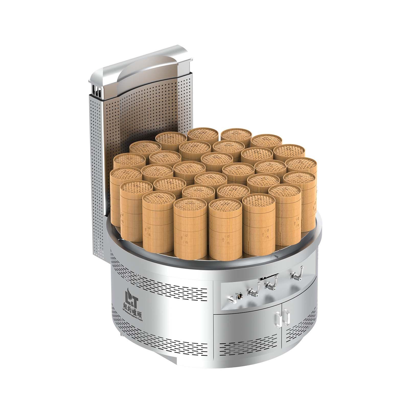 60" Super Round Open Style Dim Sum Steamer (High Flue Riser)