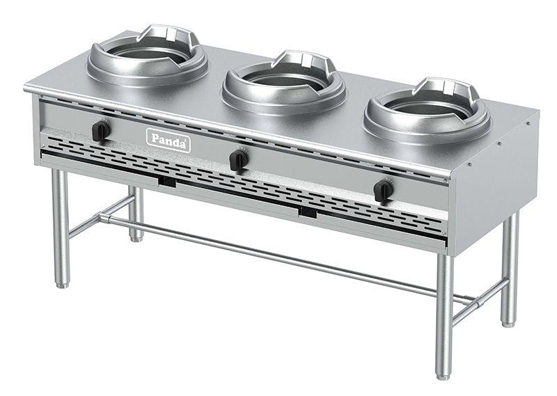 Open Kitchen Style 13"+13"+13" Stainless Steel Econ Wok Range with Stand Base