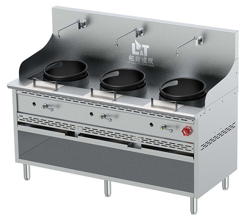 13"+13"+13" Cast Iron Econ Wok Range with Open Storage