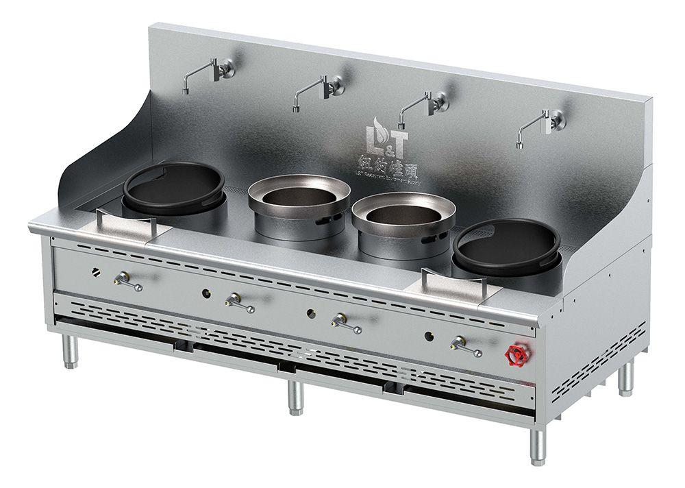13"+13" Countertop Cast Iron Econ Wok Range with Two Soup Pots