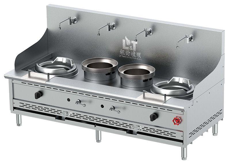13"+13" Countertop Stainless Steel Econ Wok Range with Two Soup Pots