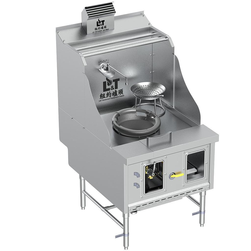 12" Standard Panda Steel Chamber Wok Range with Flue, Single Burner