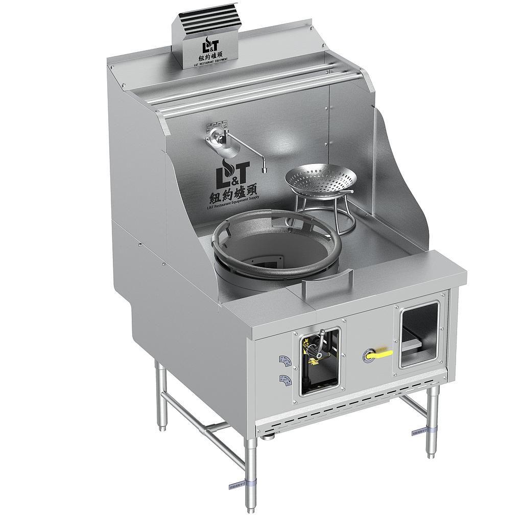 17" Standard Panda Steel Chamber Wok Range with Flue, Single Burner
