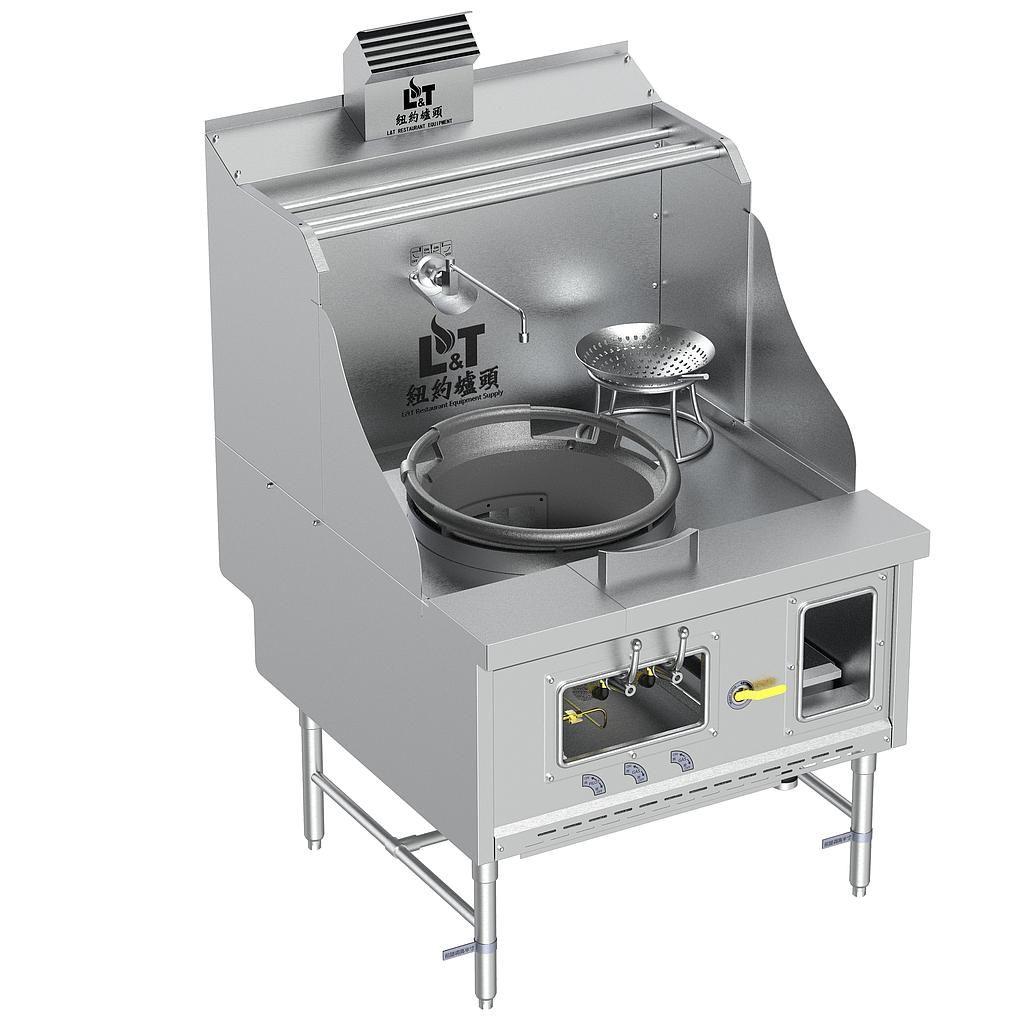 20" Standard Panda Steel Chamber Wok Range with Flue, Single Burner