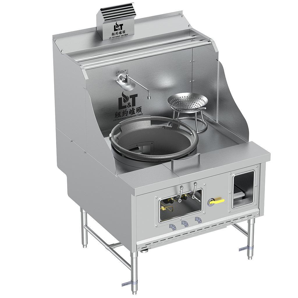 22" Standard Panda Steel Chamber Wok Range with Flue, Single Burner