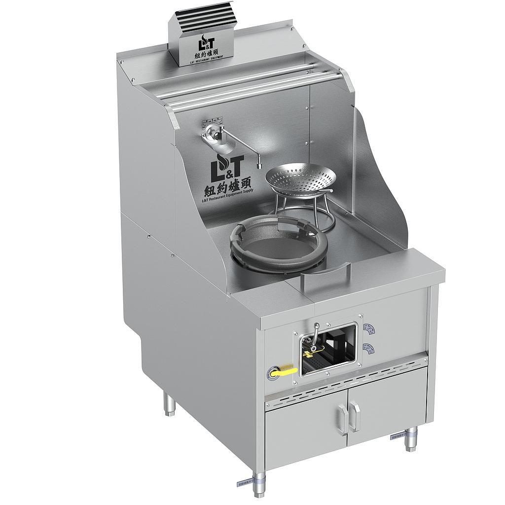 12" Standard Panda Steel Chamber Cabinet-Base Wok Range with Flue, Single Burner