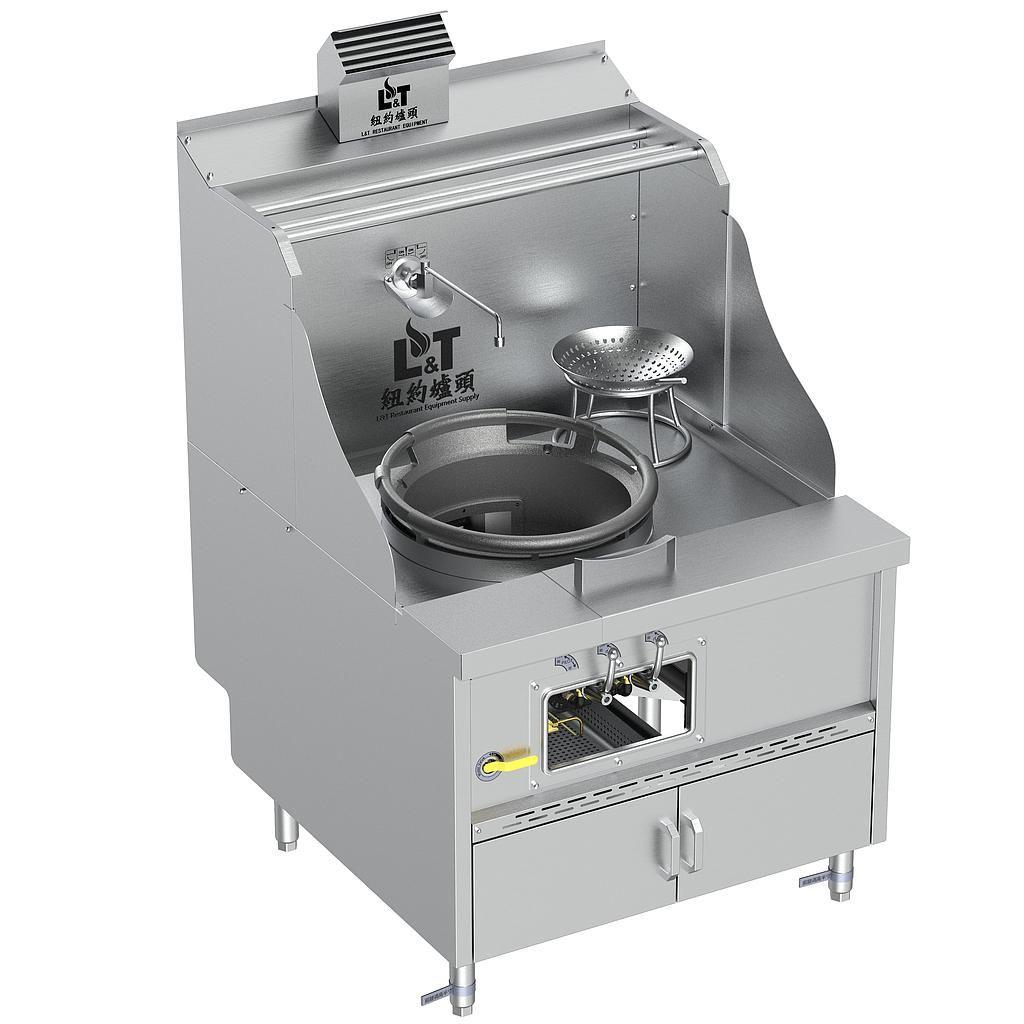 20" Standard Panda Steel Chamber Cabinet-Base Wok Range with Flue, Single Burner