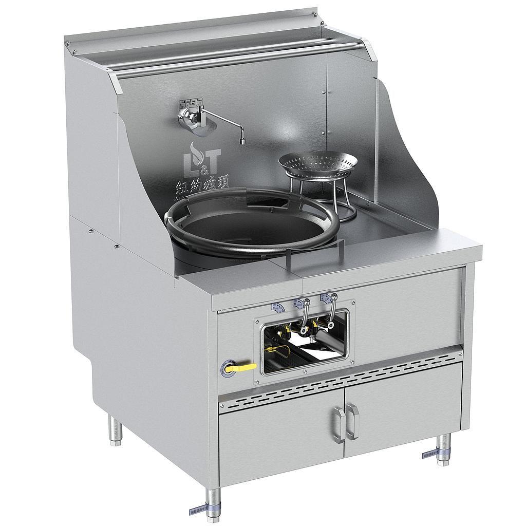 22" Standard Panda Steel Chamber Cabinet-Base Wok Range without Flue, Single Burner