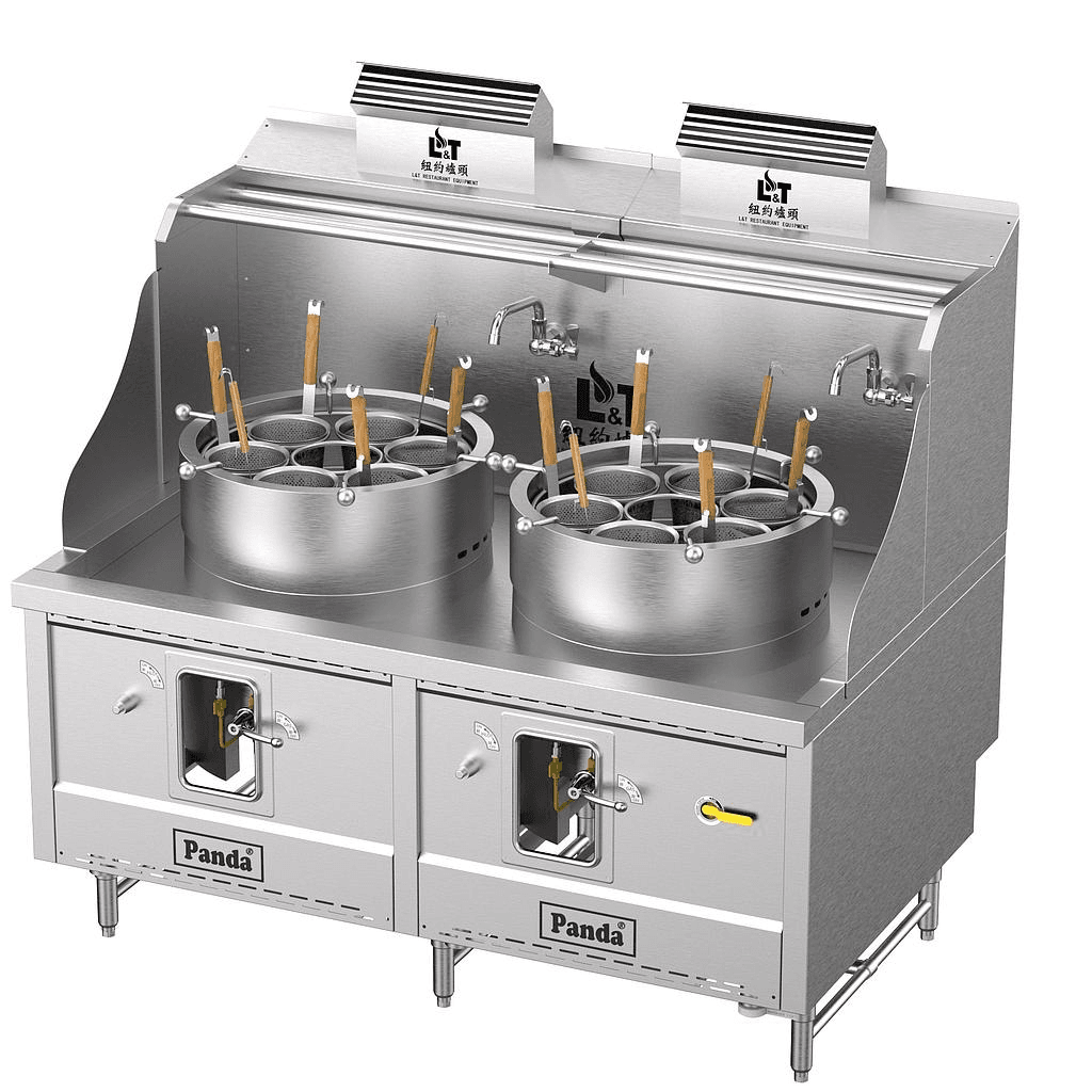 24"-24" stainless steel furnace (with smoke vent) multi-functional standard cabinet type stainless steel double-eye large pot bare furnace