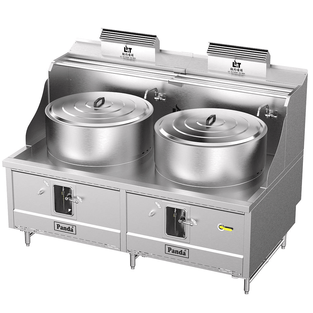 34"-34" stainless steel furnace (with smoke vent) multi-functional standard cabinet type stainless steel double-eye large pot bare furnace