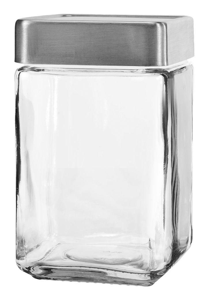 Stackable Square Jar w/ Metal Cover
