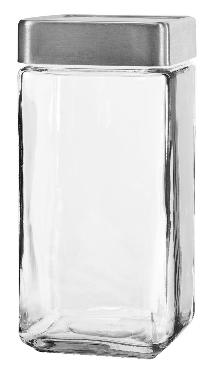 Stackable Square Jar w/ Metal Cover
