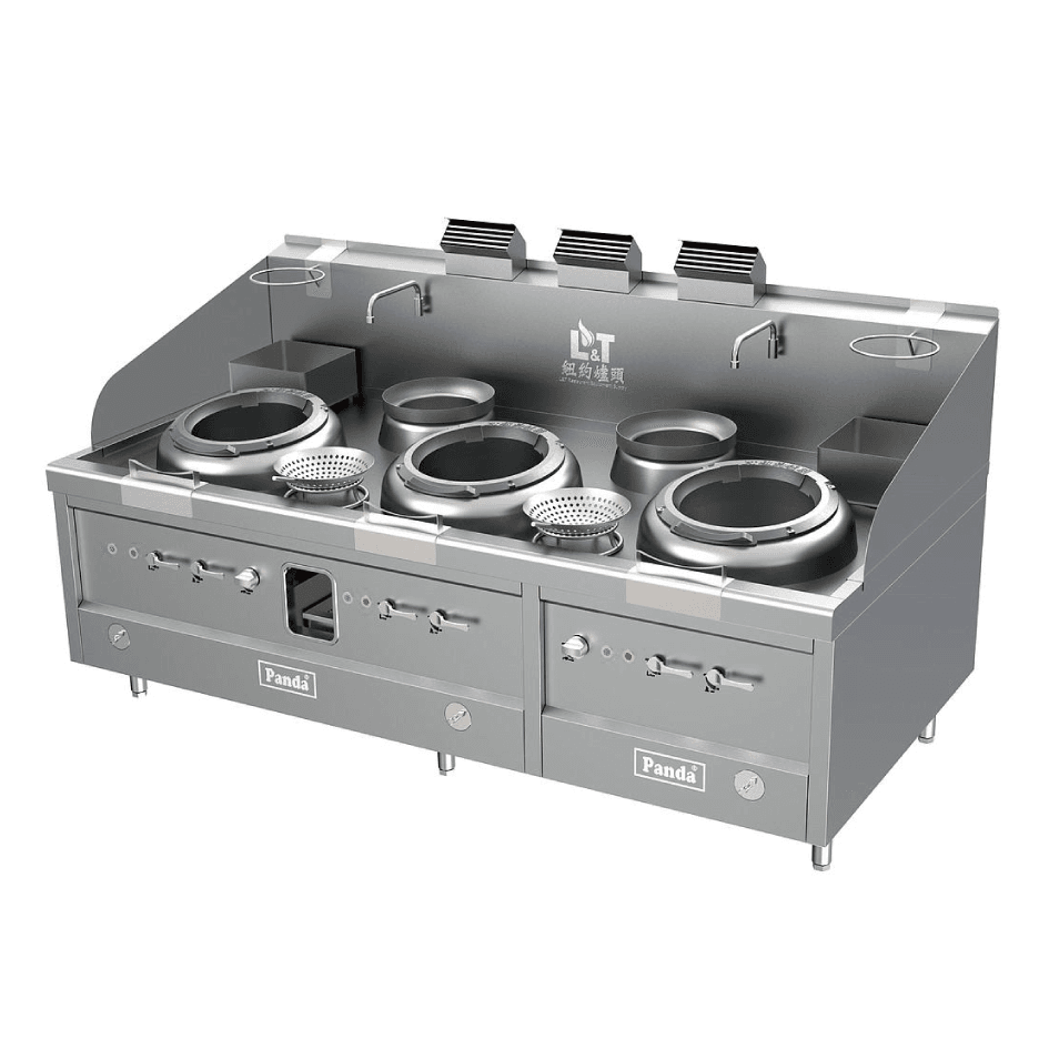 Turbo Wok Range 3 Burners + 2 Warming Pots
