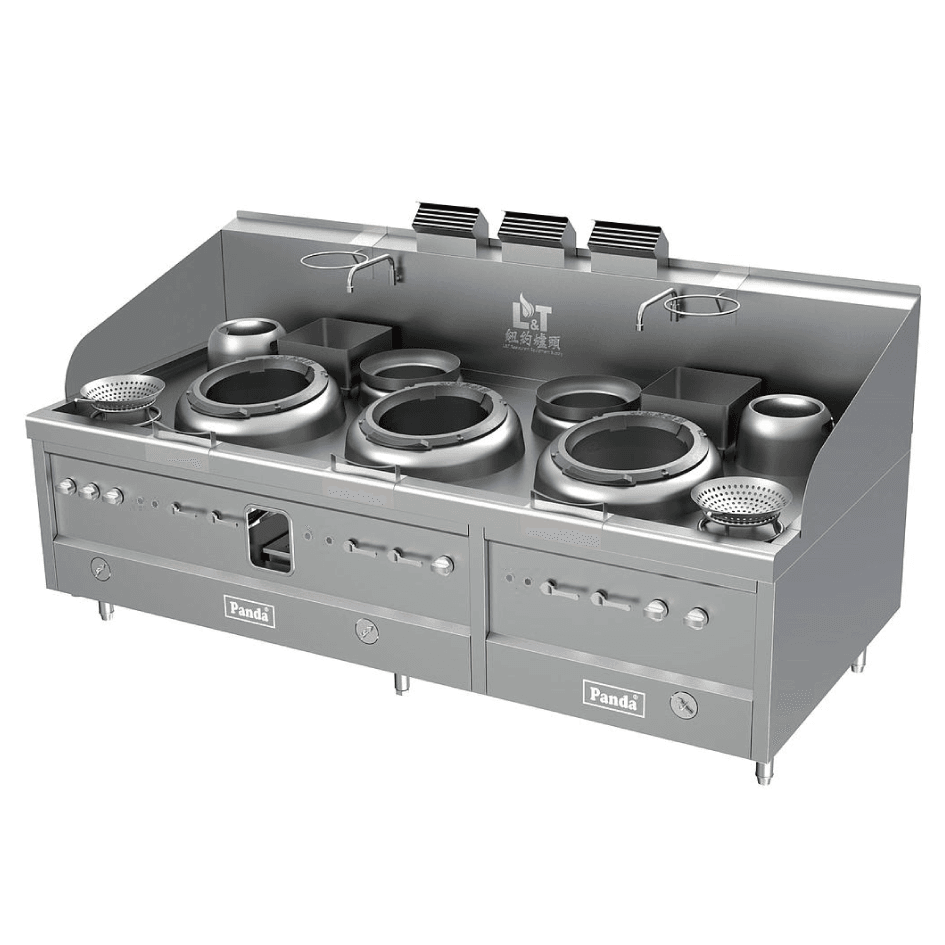 Turbo Wok Range 3 Burners + 2 Warming Pots + 2 Slow Cook Chambers