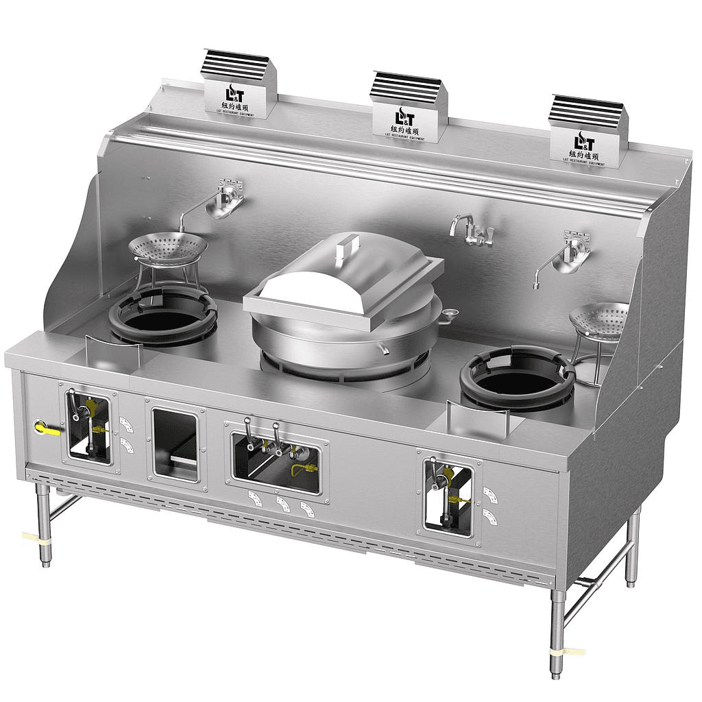 12"-22"-12" Panda steel bladder (Yantong) rice rolls, double stir-fry, soup, porridge multifunctional standard stainless steel three-burner stove