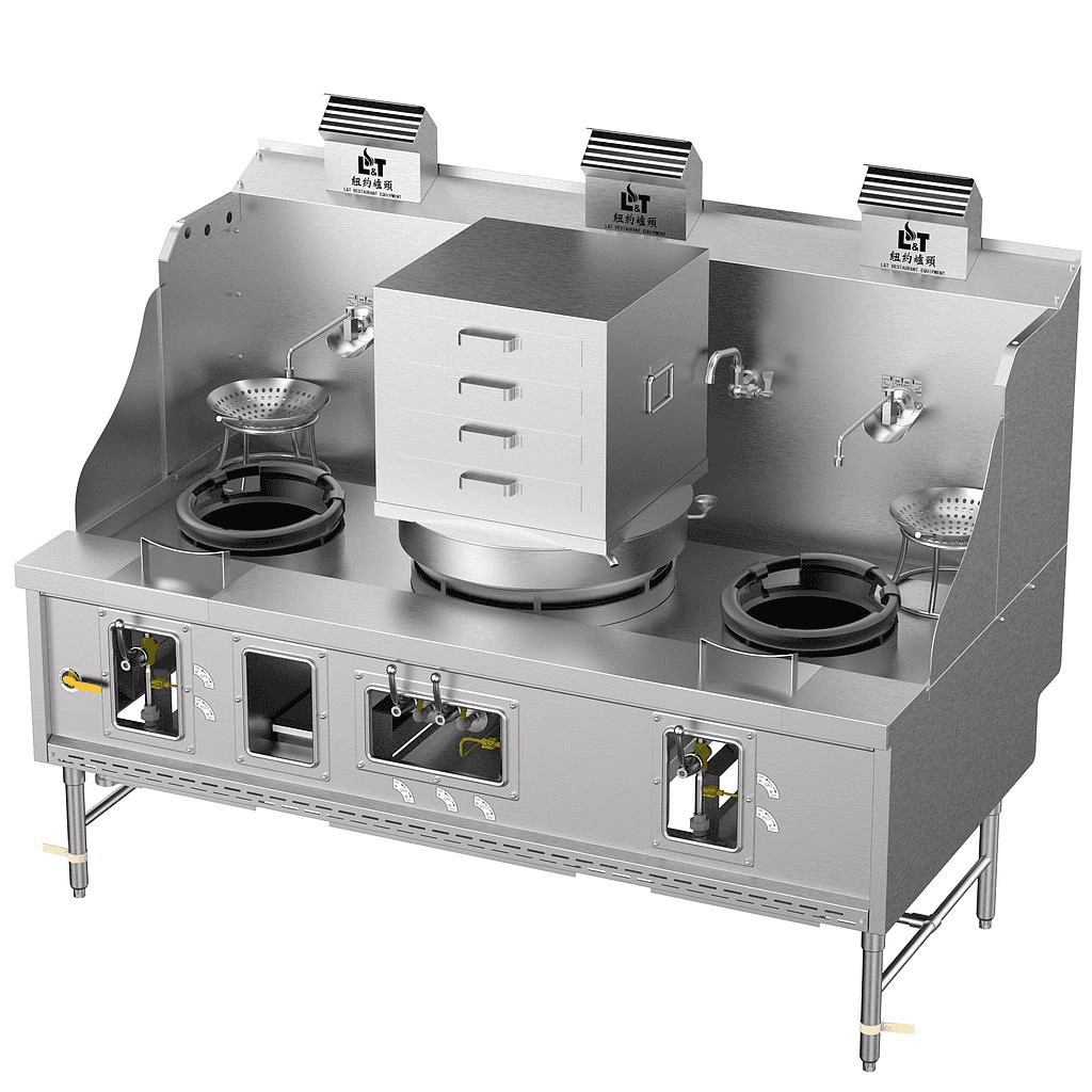 12"-22"-12" Panda steel bladder (Yantong) rice rolls, double stir-fry, soup, porridge multifunctional standard stainless steel three-burner stove
