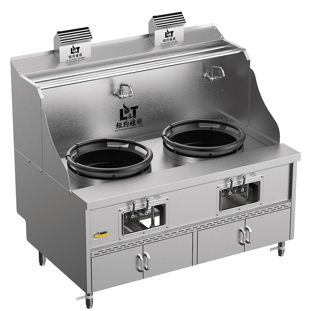 22"-22" Panda steel gallbladder (with smoke vent) standard cabinet type stainless steel double-eye stove