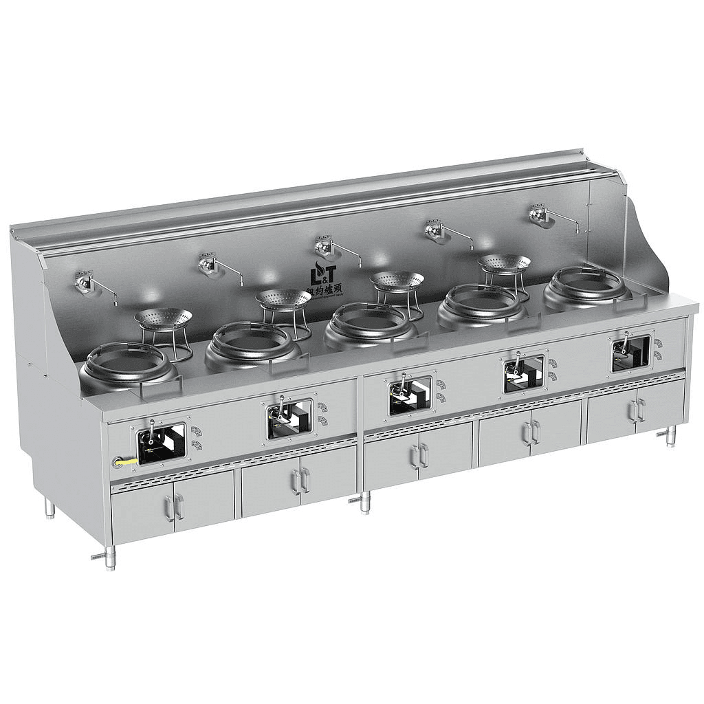 13" Panda curved steel bladder (smoke-free) American standard cabinet-type stainless steel five-burner frying stove