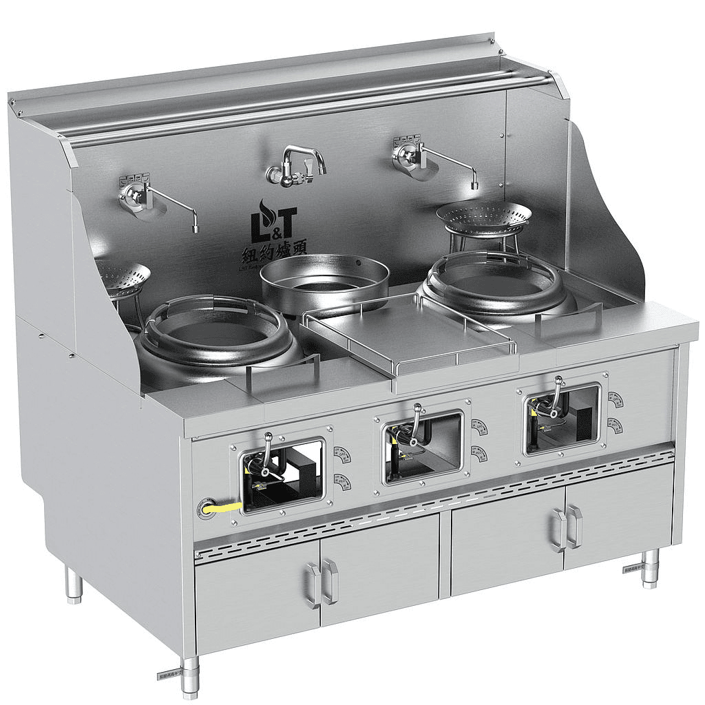 13"-13"-1 Panda curved steel bladder (smoke-free) standard cabinet-type stainless steel double-fried single-tail stove