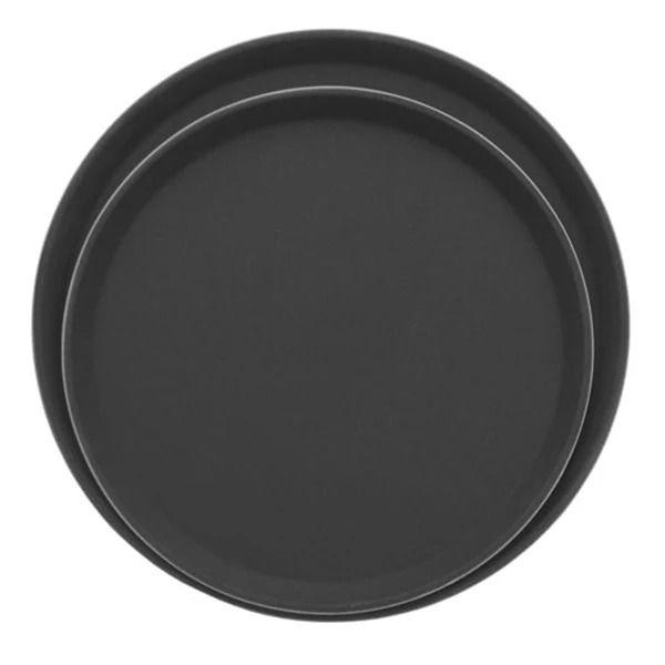 Adcraft Fiberglass Non-Skid Serving Tray 14" Round Black