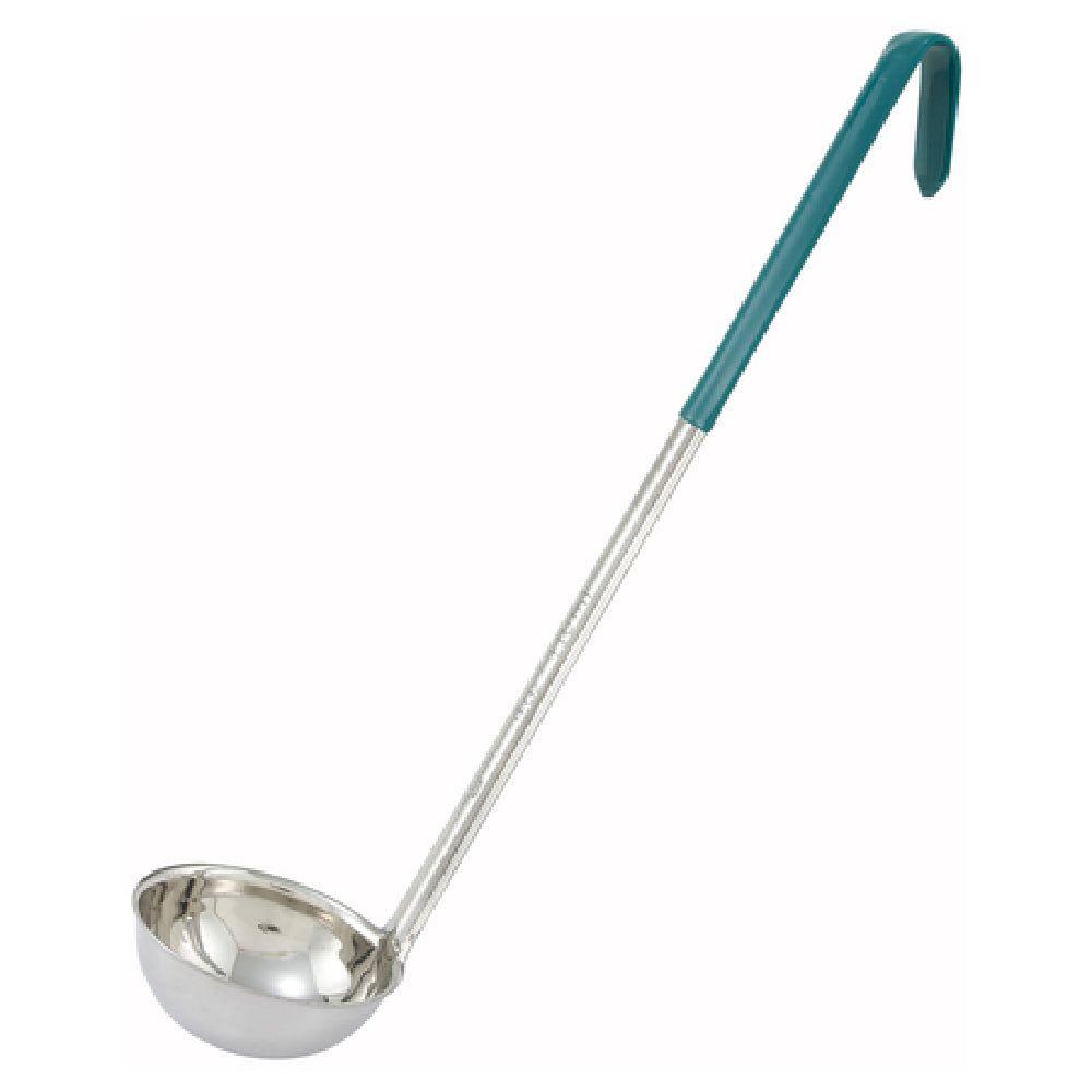 Winco LDC-4 4 Oz Color-Coded Ladle One-Piece Stainless Steel Green
