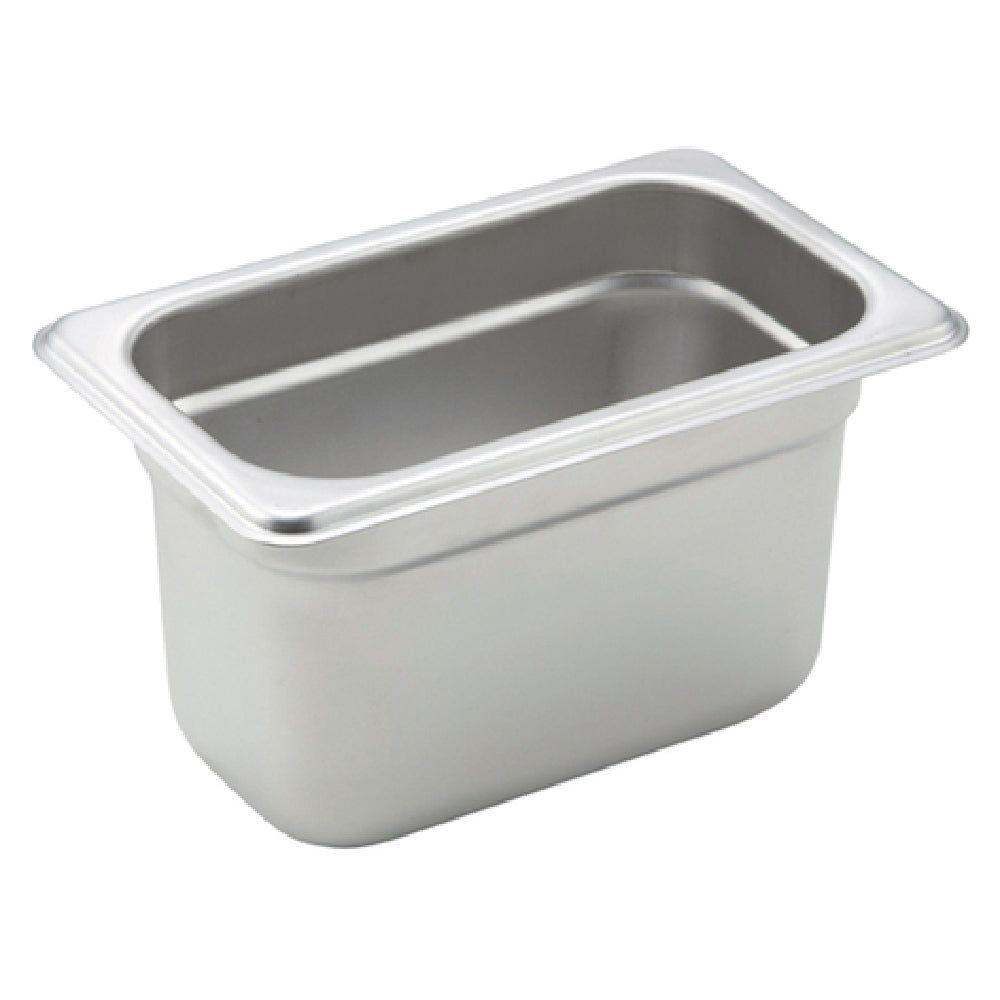 Winco SPJH-904 6-3/4 Inch Steam Table Pan 22 Gauge Stainless Steel with Anti-jamming