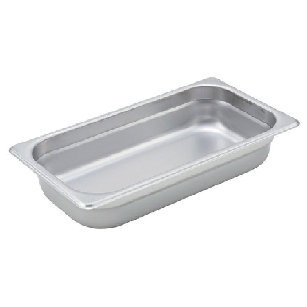 Winco SPJM-302 12-3/4 Inch 1/3 Size Stainless Steel Steam Table Pan Anti-jamming