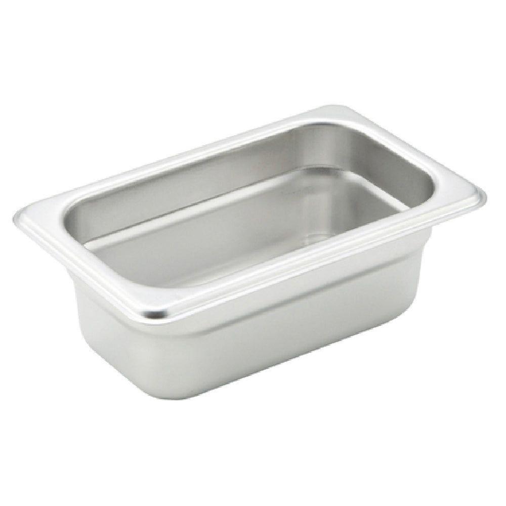 Winco SPJM-902 6-3/4 Inch Stainless Steel Steam Table Pan 1/9 Size Anti-jamming