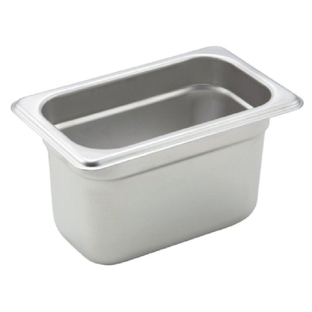 Winco SPJM-904 6-3/4 Inch Steam Table Pan 1/9 Size 24 Gauge Stainless Steel with Anti-Jamming