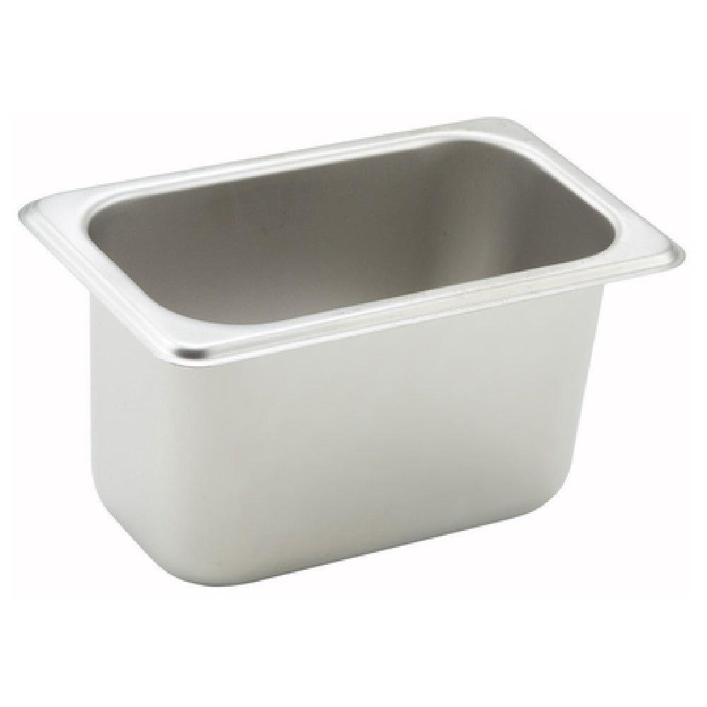Winco SPN4 6-3/4 Inch 1/9 Size Steam Table Pan 25 Gauge Stainless Steel with Straight Sides