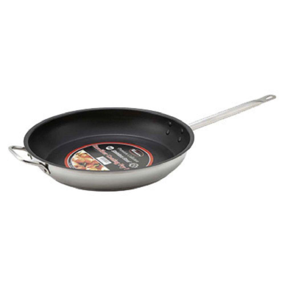Winco SSFP-12NS 12-1/2 Inch Fry Pan Non-stick Tri-ply Stainless Steel