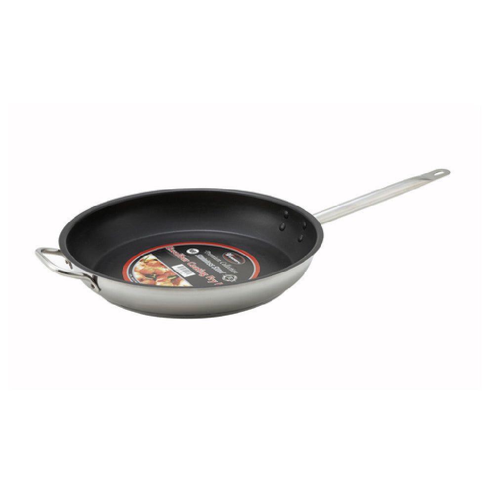 Winco SSFP-14NS 14-1/4 Inch Fry Pan Induction Ready with Riveted Handles Stainless Steel