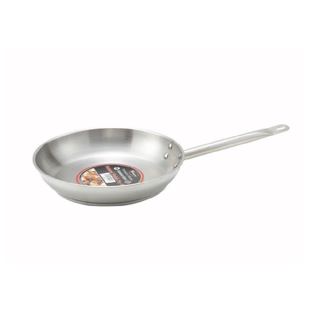 Winco SSFP-8 8 Inch Fry Pan Induction Ready Riveted Handle Tri-Ply Aluminum Core Stainless Steel