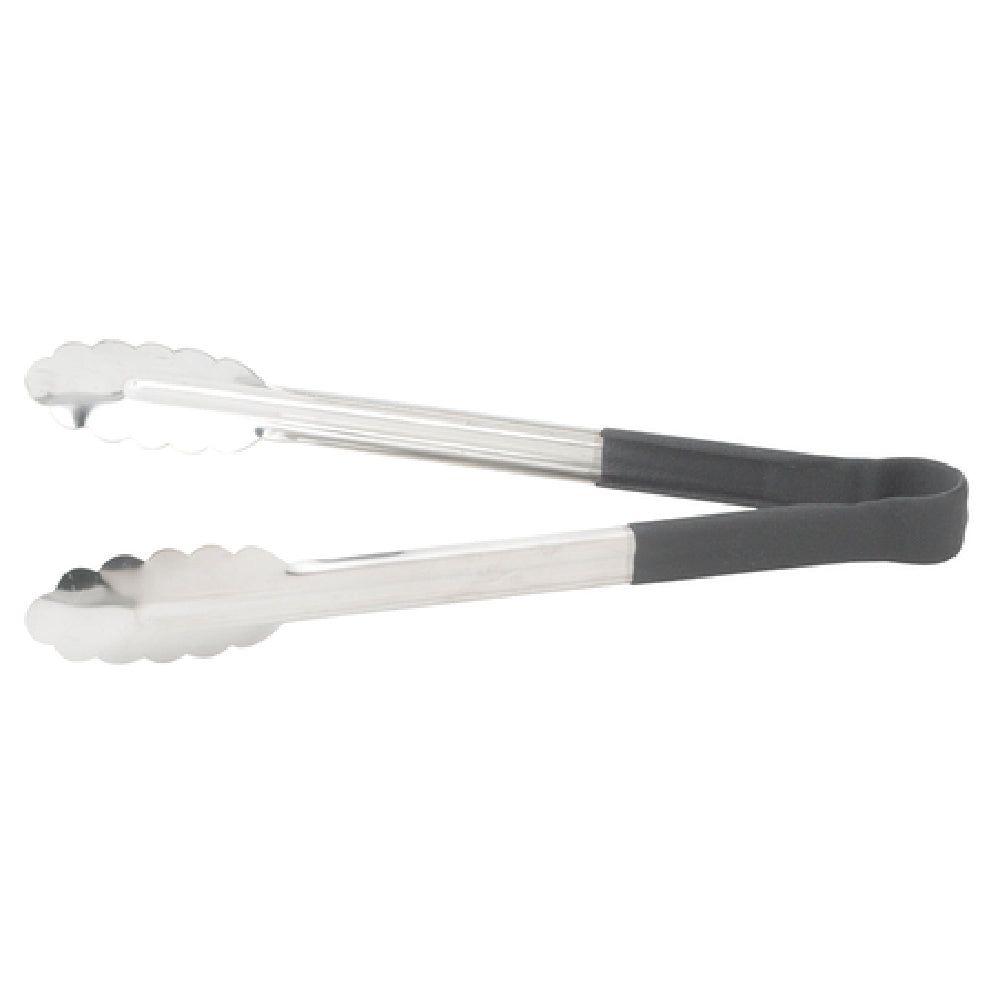Winco UT-16HP-K 16 Inch Utility Tongs for Cold Food Service Stainless Steel Black