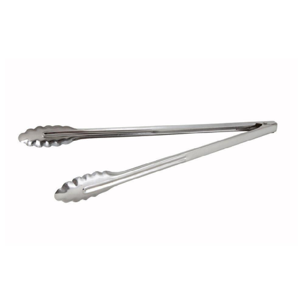 Winco UT-16LT 16-Inch Utility Tongs Coiled Spring Scalloped Edge Stainless Steel