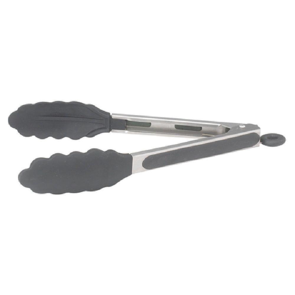 Winco UTS-9K 9 Inch Utility Tongs Locking Clip with Silicone Tips Stainless Steel