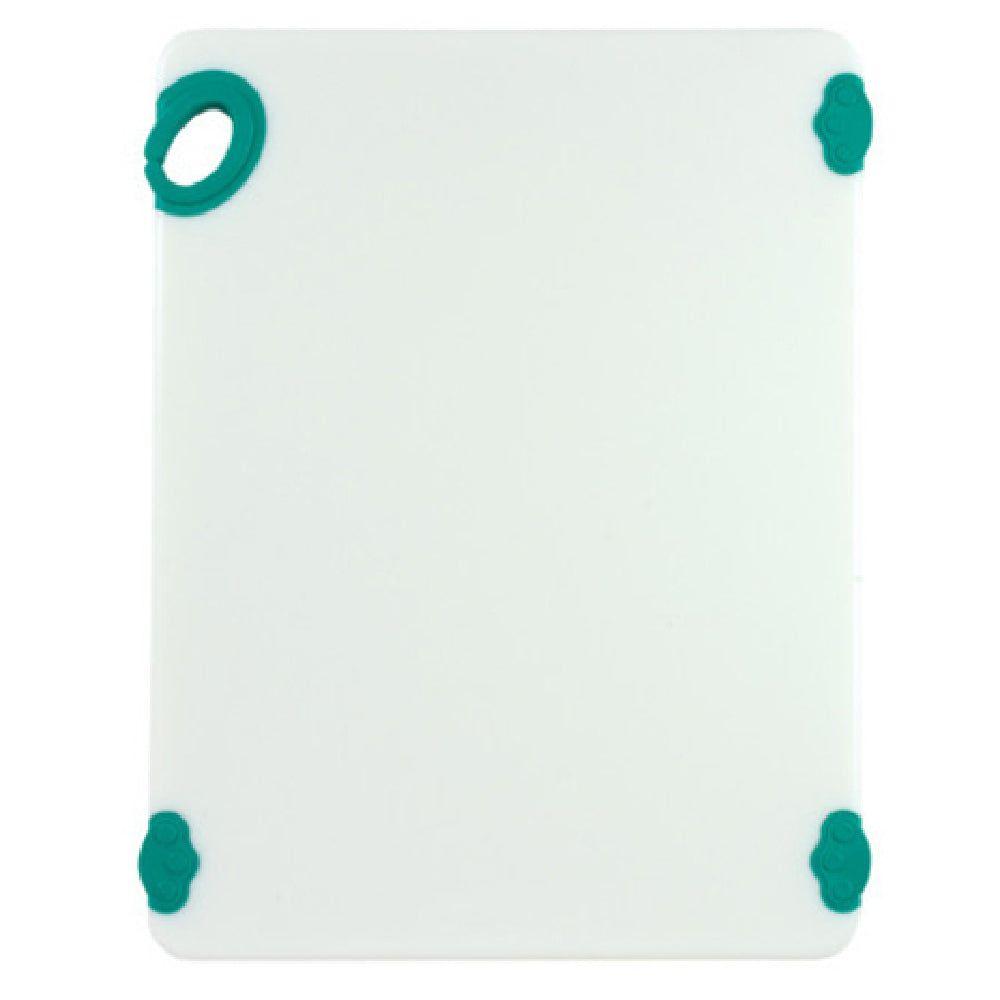 Winco CBN-1520GR 15 Inch Cutting Board Rectangular with Rubber Grip Hook Green