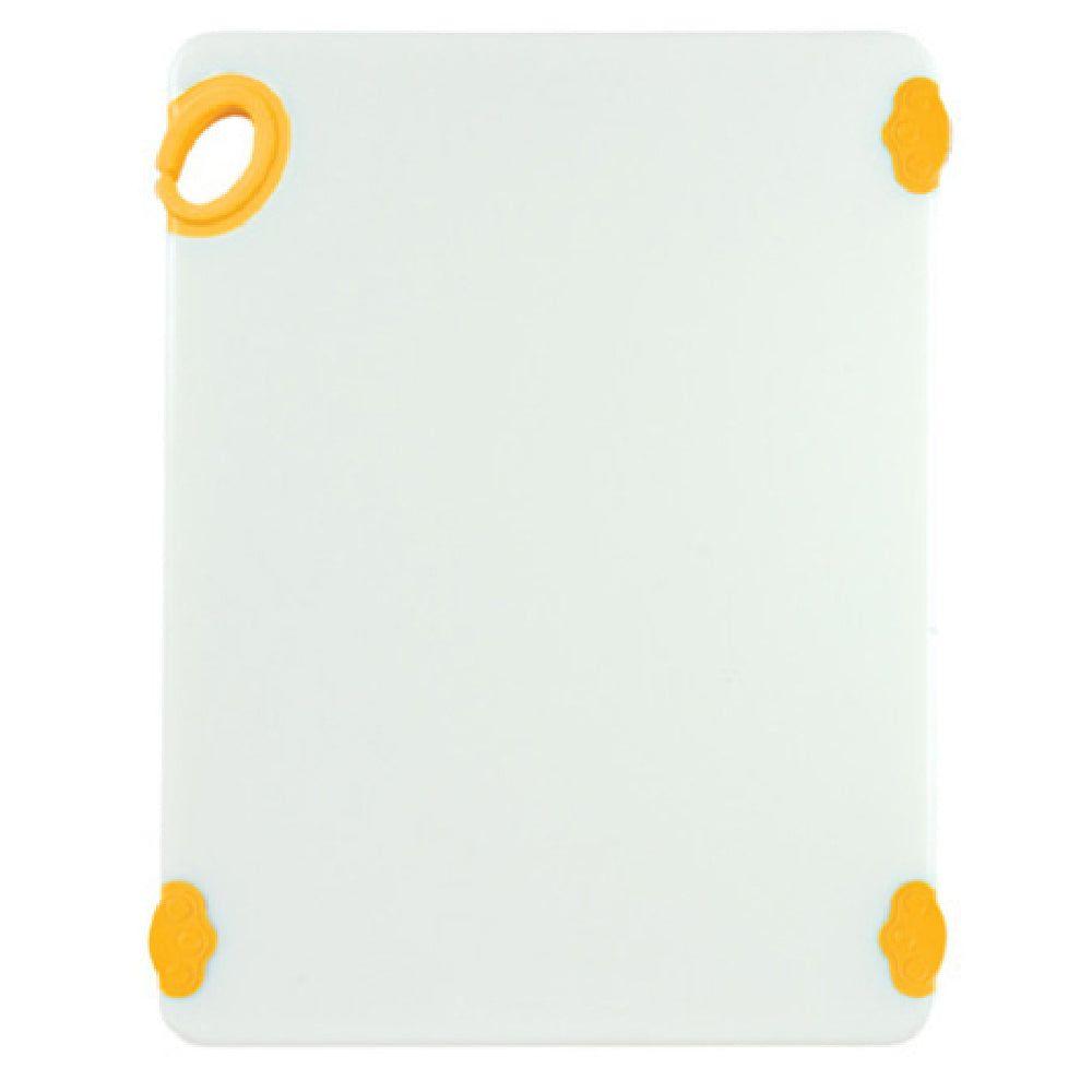 Winco CBN-1520YL 15 Inch Rectangular Cutting Board with Rubber Grip Hook Yellow Co-Polymer