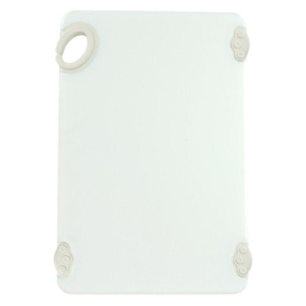 Winco CBN-1218WT 12 Inch Rectangular Cutting Board with Rubber Grip Hook White Co-polymer