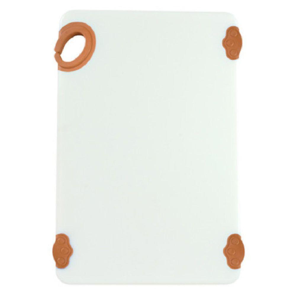 Winco CBN-1218BN 12 Inch Co-polymer Rectangular Cutting Board with Rubber Grip Hook Brown