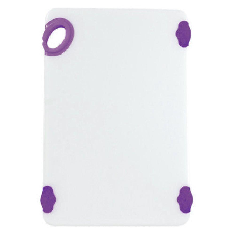 Winco CBN-1218PP 12 Inch Rectangular Cutting Board with Rubber Grip Hook Purple Co-polymer