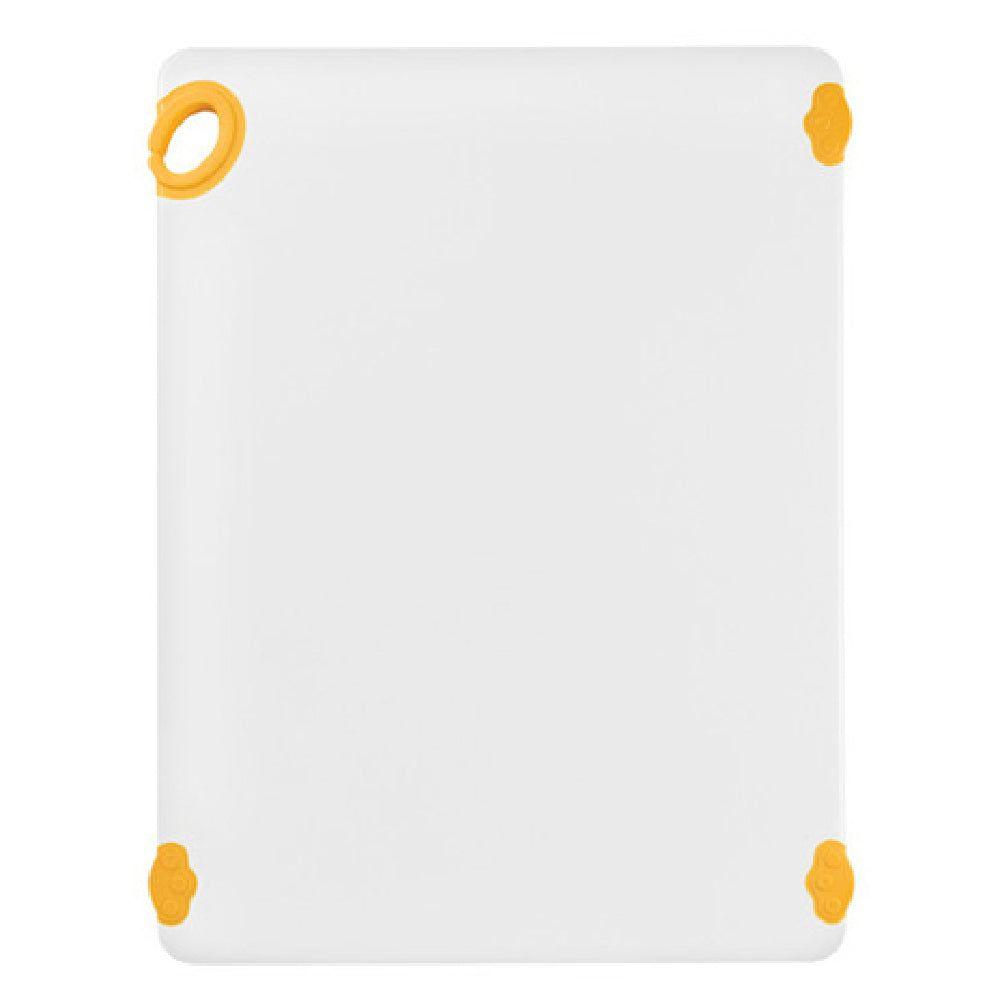 Winco CBN-1824YL 18 Inch STATIKBoard Yellow Cutting Board with rubber grip hook